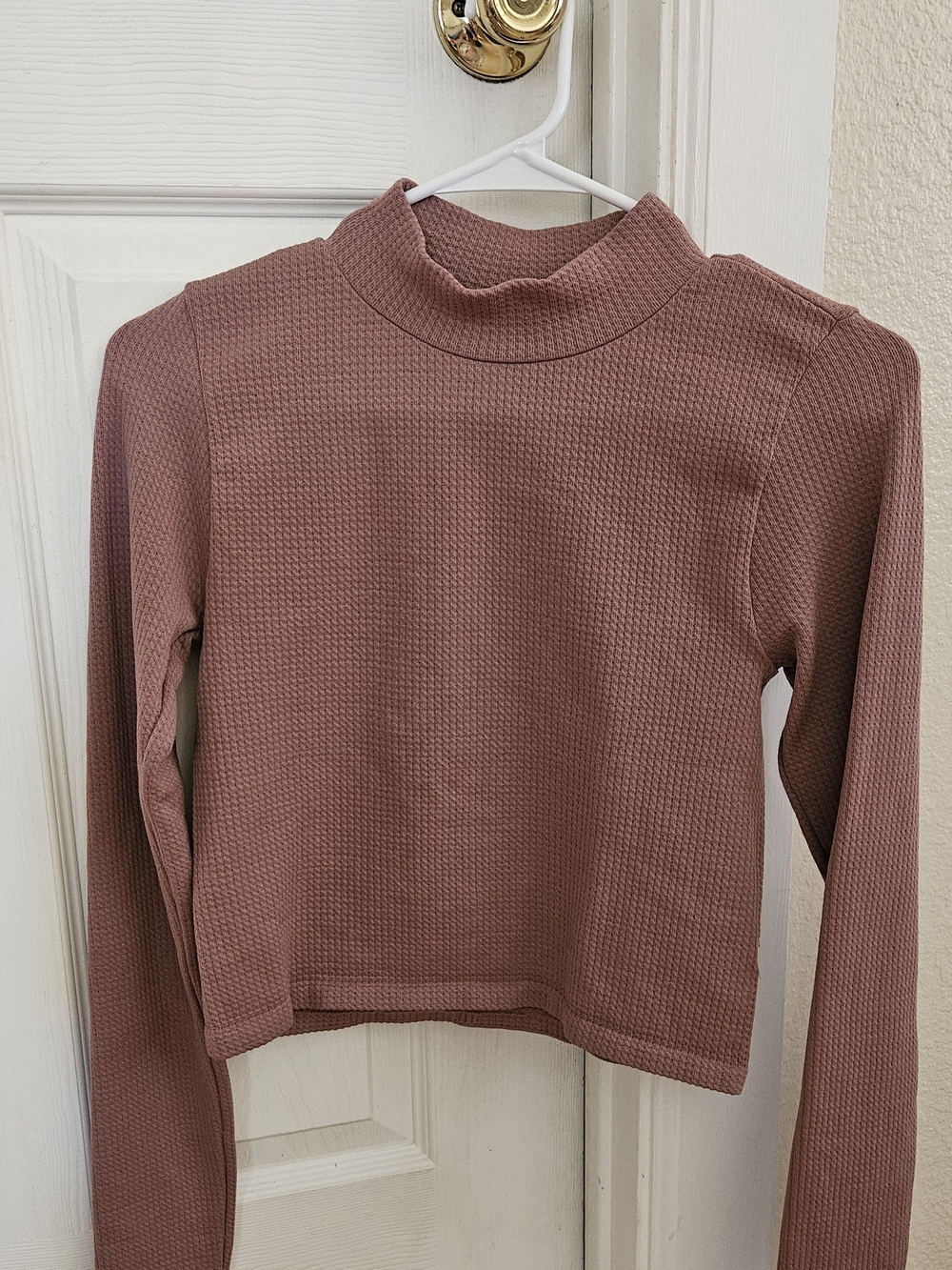 Aeropostale Mauve Waffle Mock Neck Long Sleeve Top - Womens Medoum